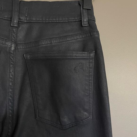 NWT DL1961 Patti Straight High Rise Jeans Sharkskin Black Grey Coated‎ Denim 23 - Picture 12 of 16